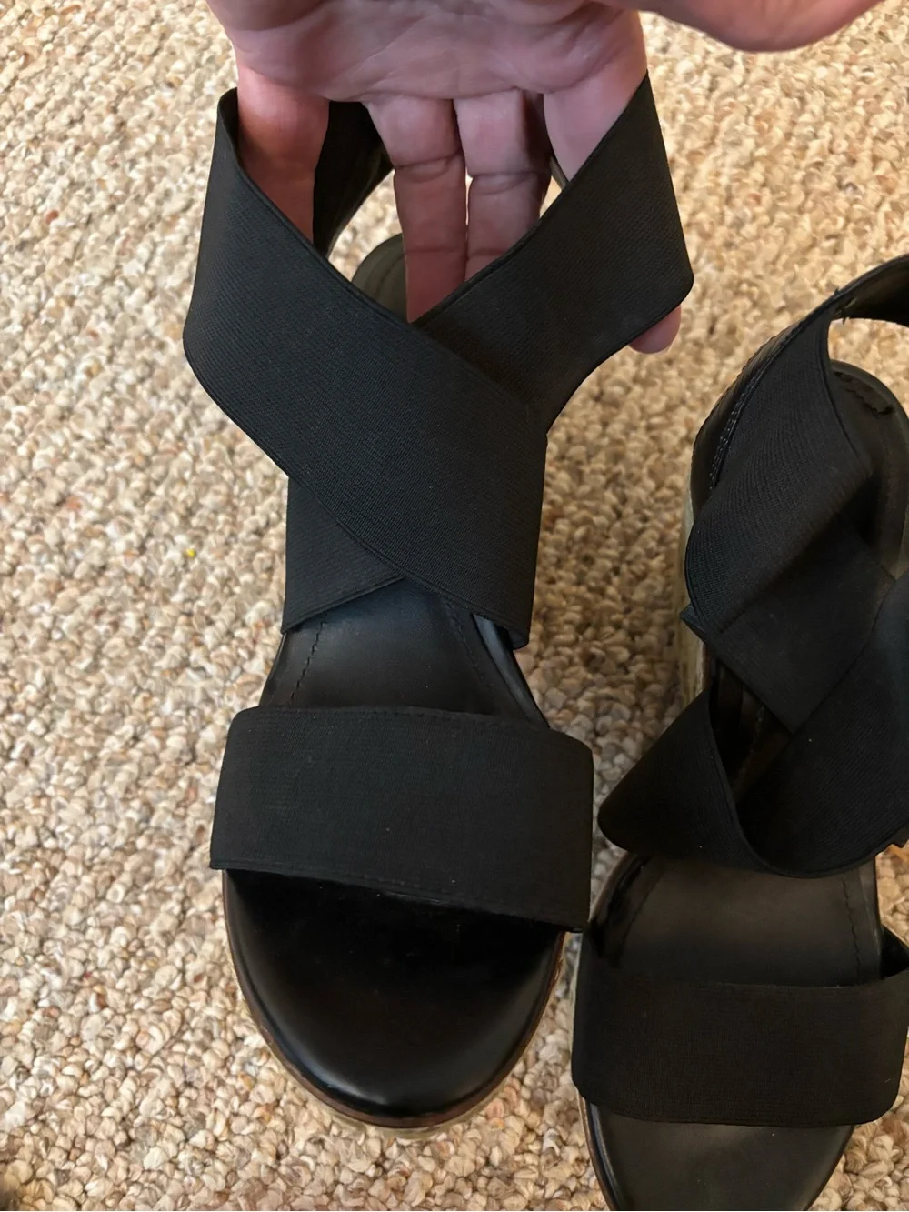 Arturo Chiang Black Platform Wedge Sandals Size 9